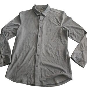 01_ALGO Shirt Mens Medium Gray Performance Button Down‎ Long Sleeve Collared